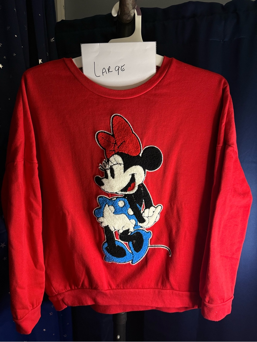 Disney Red Minnie Mouse Embroidered Sweatshirt